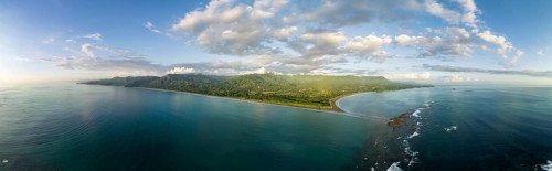 Panorama, aerial view, Marino Ballena National Park, Osa National Park, headland and sea of the