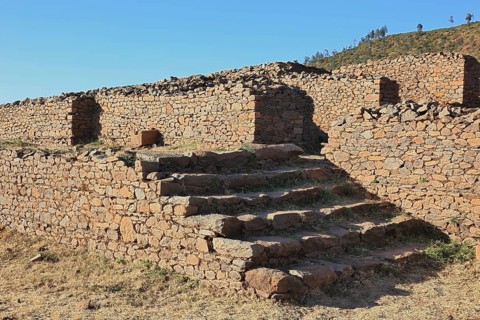 Ruins of the palace of the Queen of Sheba near Aksum, Axum, Dongur Palace, Ethiopia, Africa