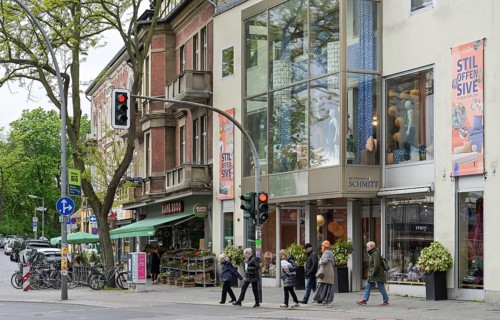 Street scene, people, shops, shopping street Teltower Damm, Zehlendorf, Steglitz-Zehlendorf
