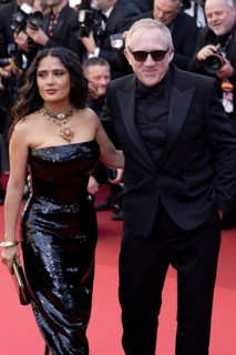 Cannes, France, 18.5.2024: Salma Hayek and Francois-Henri Pinault at the premiere of Emilia Perez