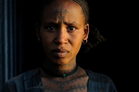Portrait of a frightened young woman. She belongs to the Agaw ethnic group. northern Ethiopia. She