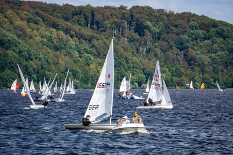 Lake Baldeney, sailing regatta, laser and dinghy class, Essen, North Rhine-Westphalia, Germany,
