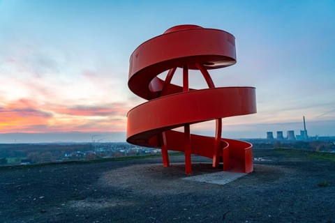 Sculpture Haldenzeichen, observation tower, Humbert spoil tip, part of the Lippepark in Hamm, 5