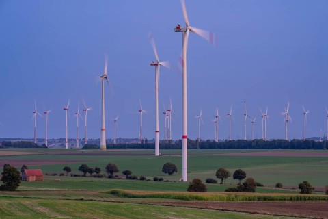 Wind farm, south of the village of Helmern, belongs to Bad Wünnenberg, Paderborn district, OWL,