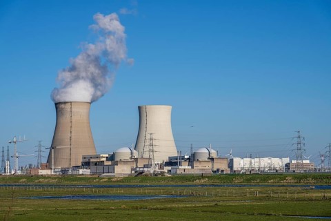 The Doel nuclear power plant on the Scheldt, one of two nuclear power plants in Belgium, consists