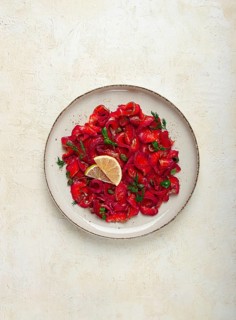 Salmon gravlax with beetroot, Scandinavian snack, beet gravlax, lightly salted fish, homemade, no