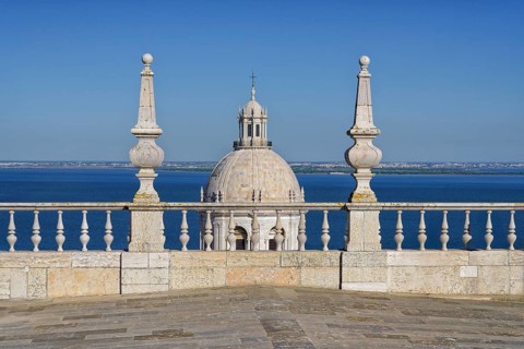 Top view of Church of Santa Engracia converted into National Pantheon, Dome, Lisbon, Portugal,