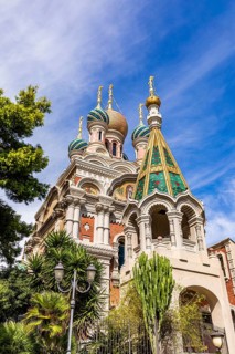 Exterior view of Russian Orthodox Church, Russian church in Sanremo, San Remo, Imperia, Liguria,