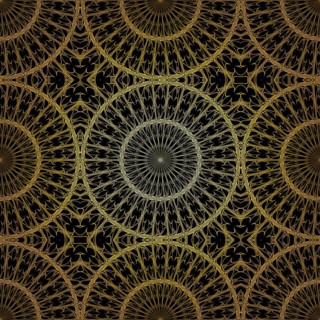 Geometric gold lace seamless pattern. Arabic tile lattice vector background.