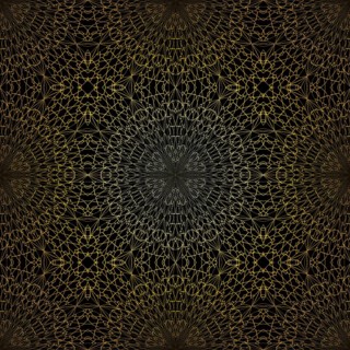 Geometric gold lace seamless pattern. Arabic tile lattice vector background.