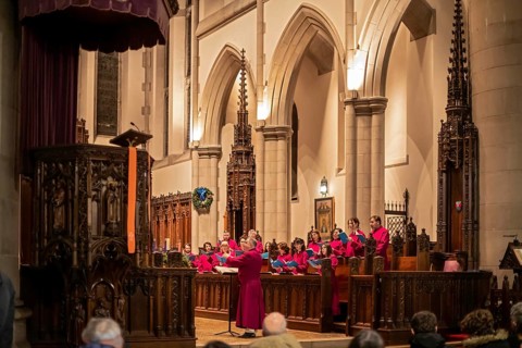 Detroit, Michigan - The Cathedral Choir sings at the Cathedral Church of St. Paul on Noel Night.