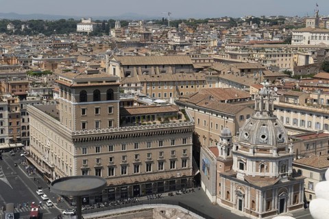 View from Monumento Vittorio Emanuele II, Piazza Venezia, Church of Santa Maria di Loreto and