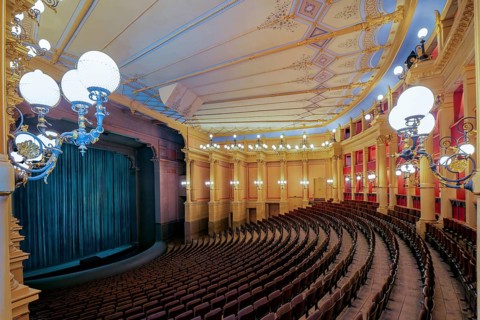 Auditorium, hall, interior view of the Richard Wagner Festival Theatre of the Bayreuth Festival on