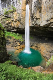Waterfall on the Klausen Pass, Glarus, Switzerland, Europe