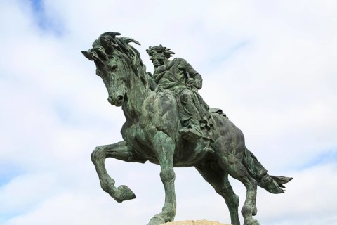 Equestrian statue of King Alfonso VIII, Plasencia, Caceres province, Extremadura, Spain, Europe