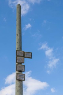 Flood pole, storm surge indicator, Eiderstedt, Schleswig-Holstein, Germany, Europe