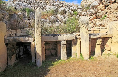 Ggantija neolithic megalithic 5500 years old prehistoric temple complex site Gozo, Malta, Europe