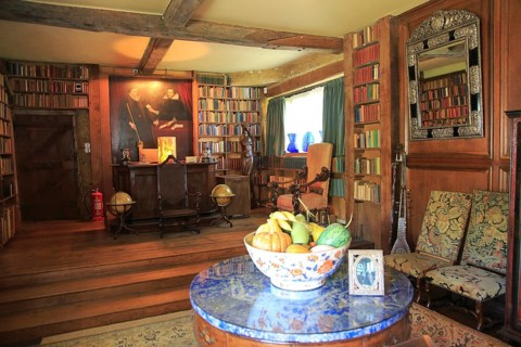 Inside the library room at Sissinghurst castle gardens, Kent, England, UK