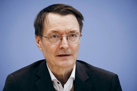 Karl Lauterbach (SPD), Federal Minister of Health, speaking at a federal press conference on the