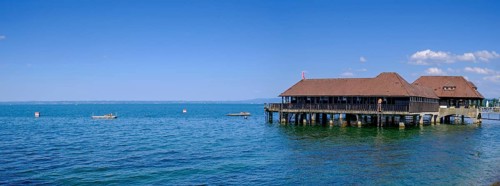 Historic bathing hut, bathing establishment, Rorschach on Lake Constance, Canton of St. Gallen,