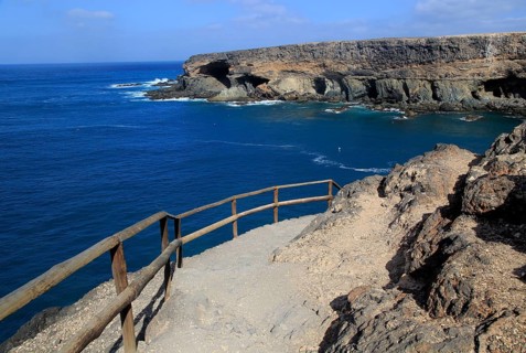 Cliff top footpath at Ajuy, Fuerteventura, Canary Islands, Spain, Europe