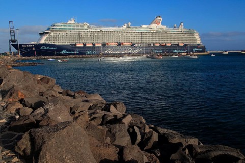 Large German cruise ship Mein Schiff 4' at Puerto del Rosario, Fuerteventura, Canary Islands,