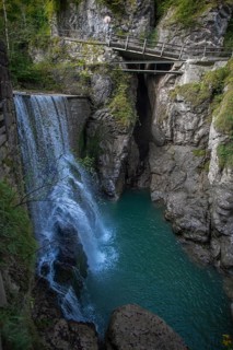 Rappenloch Gorge natural monument, Dornbirner Ach, Dornbirn, waterfall, wooden footbridges,