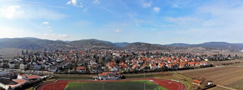 Aerial view of Wachenheim Pfalz, Germany, Europe