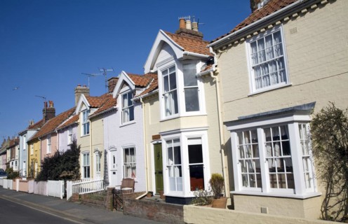 Aldeburgh, Suffolk Pretty terraced cottages, Aldeburgh, Suffolk, England, UK