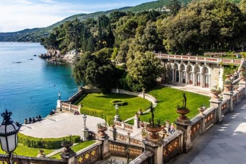 Park of Miramare Castle with marvellous view of the Gulf of Trieste, 1870, residence of Maximilian
