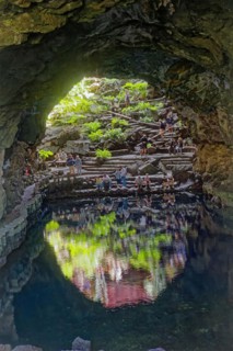 Lava tunnel, Jameos del Agua art and cultural site, designed by artist César Manrique, Lanzarote,