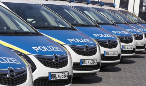 New radio patrol cars at the police station in Potsdam, 14/03/2016