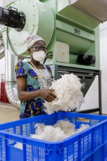BENIN TEXTILE CORPORATION BENIN, Processing of cotton in a spinning mill factory near Cotonou in
