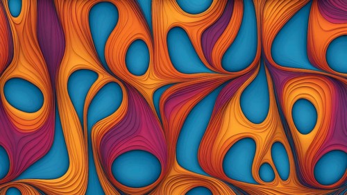 Seamless abstract pattern of vector fluid curved lines creating a dynamic ripple effect in vibrant