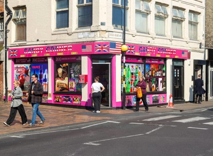 Candy Corners convenience store shop, Dogs Head Street and St Stephen's Lane, town centre of