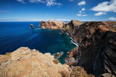 Madeira Island scenic rugged landscape, Ponta do Sao Lourenco cape, Miradouro do Abismo viewpoint.