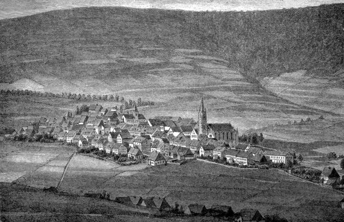 View of Oberwiesenthal in the Saxon Ore Mountains in 1880, Germany, Historical, digital