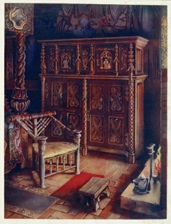 Furniture at the turn of the century 1900, The 'king's room', Oxburgh Hall, Norfolk (1910-1911),