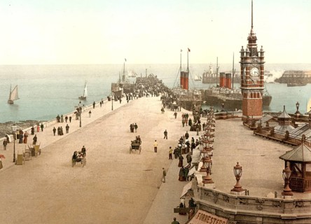 Douglas Pier, Isle of Man / Isle of Man, Historic, digitally restored reproduction from a 19th
