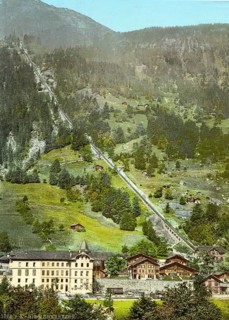 Lauterbrunnental- und Murrenbahn, Berner Oberland, Schweiz, Historische, digital restaurierte