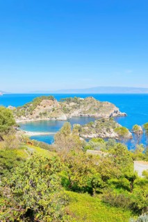 Isola Bella Nature Reserve, high angle view, Taormina, Sicily, Italy, Europe