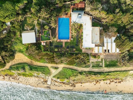 Vertical view of the spa and gym section of the Hurricane Hotel near Tarifa. Aerial view. Drone
