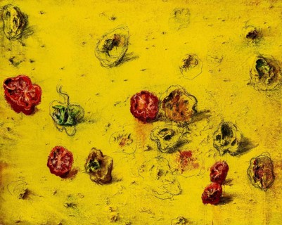 Self-fertilisation, Autofertile, 2010, mixed media on canvas, exhibition Miquel Barcelo, Vida y