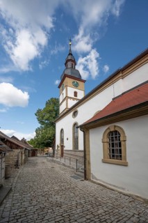 St John's Protestant Church in the historic fortified church, Hüttenheim, Lower Franconia, Bavaria,