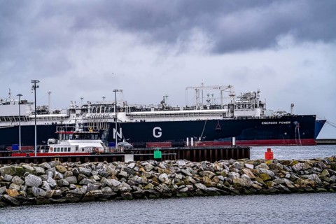 Liquefied natural gas terminal, LNG terminal in the harbour of Sassnitz-Mukran on the island of