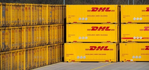 DHL, Deutsche Post, parcel centre, warehouse for freight containers, Krefeld, North