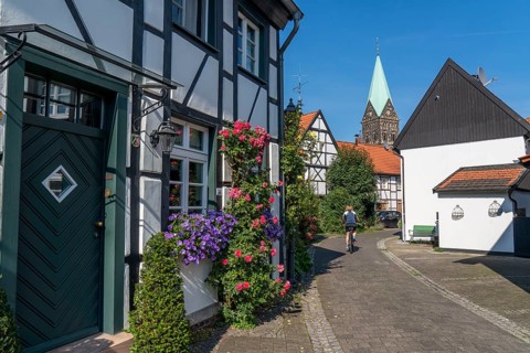Old village of Westerholt, listed district of Herten Westerholt, over 60 old, well-renovated