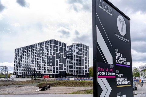 The Seven-Stones Quartier in Bochum, a campus with student flats, business flats, office space,