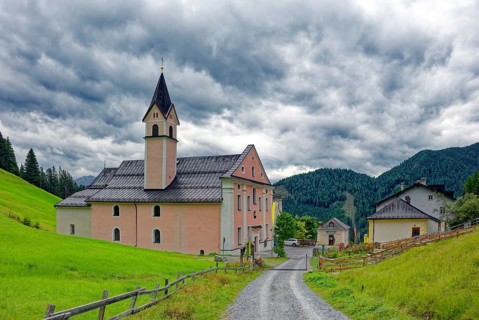 Maria Waldrast pilgrimage monastery of the Servite Order, pilgrimage church, weather mood, cloudy