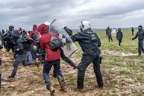 Violent clashes between thousands of demonstrators and the police, after a demonstration against